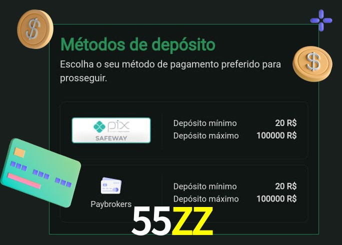O cassino 55ZZ oferece uma grande variedade de métodos de pagamento